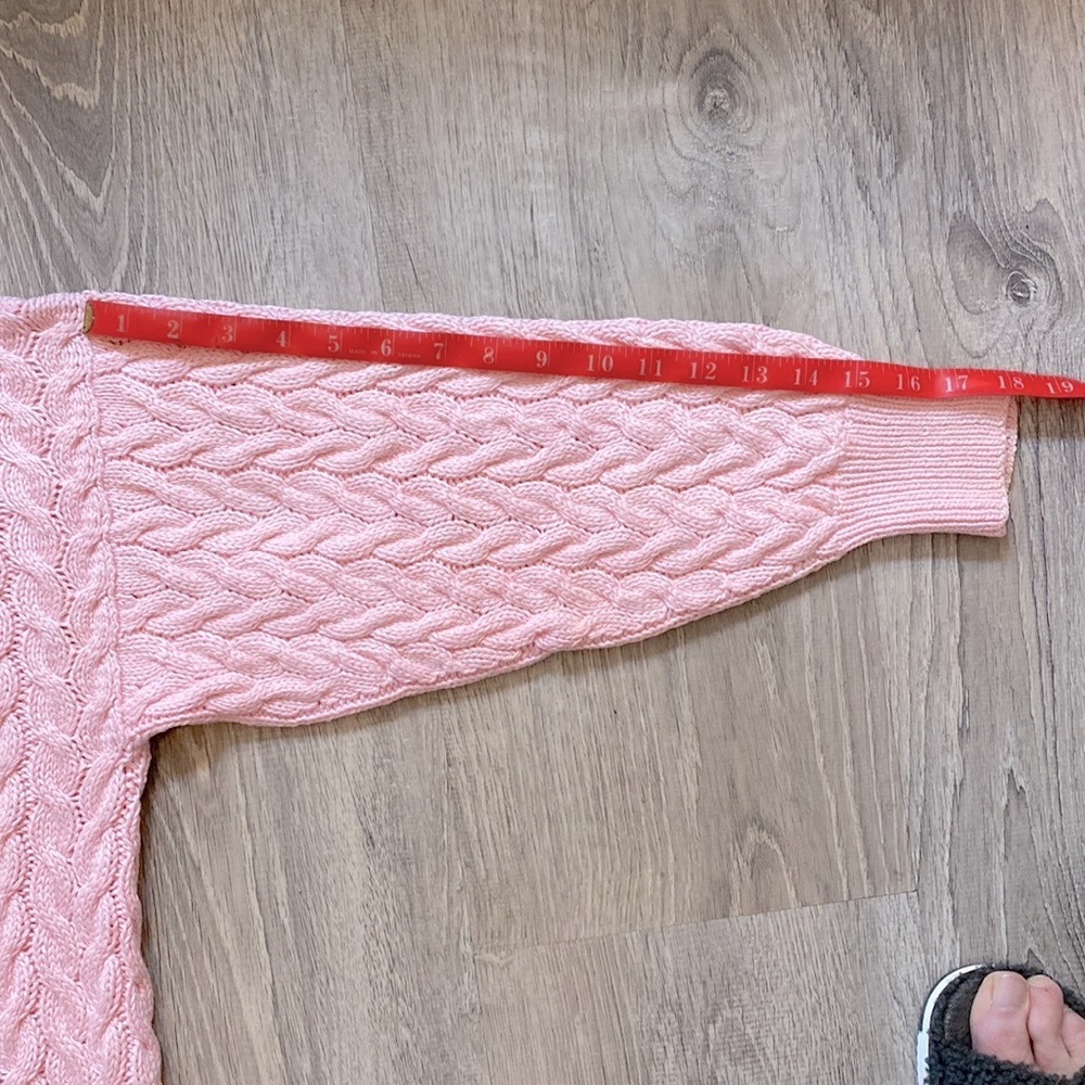 Lovely Pink Long Sleeve Cable Knit Sweater - Picture 13 of 13